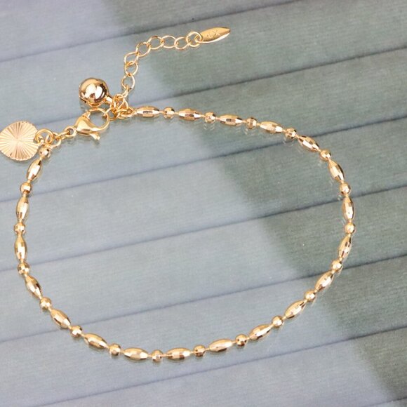 "Beaded Rose Gold Anklet with Shine Charm, XPAL1166 - Picture 10 of 12